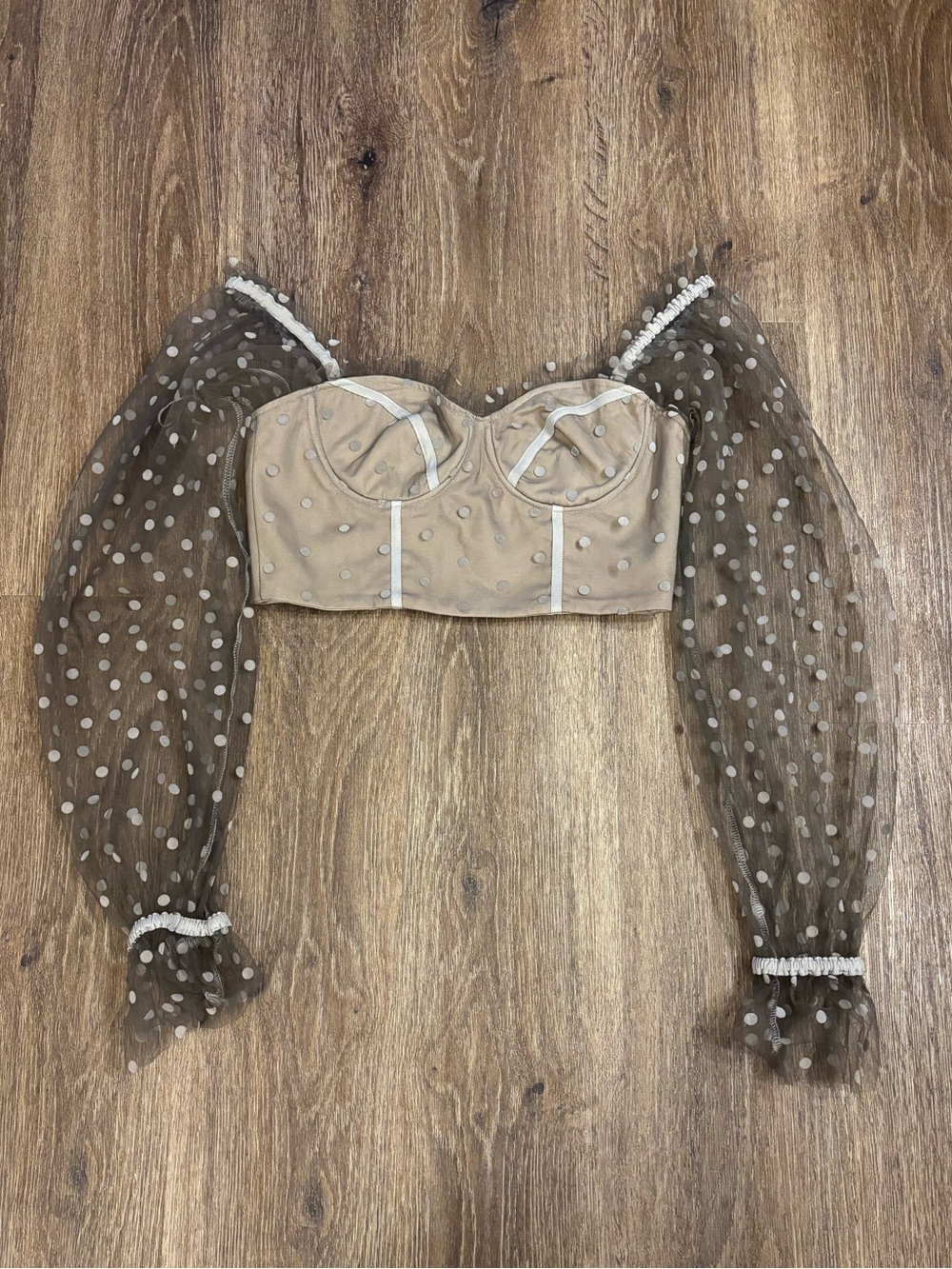 Hello Molly VGUC Malibu Crop Top Going Out Black Sexy Polka Dots Mesh US Medium